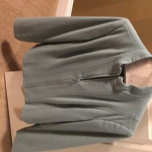 Cashmere wool jacket with lining and zipper front. Beautiful top stitching.